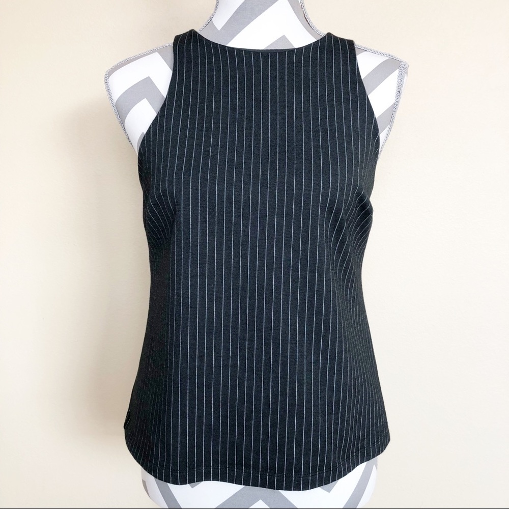 Banana Republic Gray Sleeveless Pinstripe Top